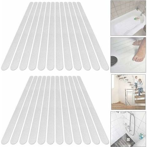 Autocollants de Douche antidérapants 24 PCS Bandes de Baignoire de sécurité Autocollants adhésifs avec de qualité supérieure pour escaliers de Douche de Baignoire (Transparent) (1/4)