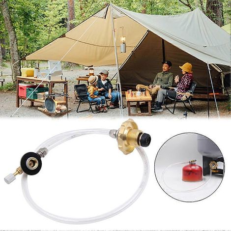 Adaptateur de remplissage de gaz propane pour réchaud de camping extérieur / Adaptateur pour bouteille de propane plate avec raccord à écrou et soupape de décharge de pression (1/5)