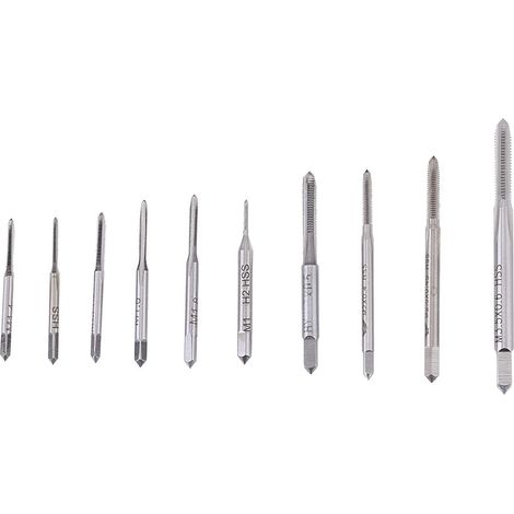 Gewindebohrer-Sets, M2-Gewinde, 10 Stück Mini-Gewindebohrer M1 bis M3,5, metrisches Mikro-Gewindebohrer-Set aus Hochgeschwindigkeitsstahl