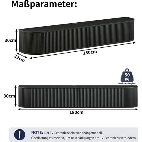 Meuble TV suspendu de 180 cm de long, offrant un grand espace de rangement avec système de gestion des câbles. Ce meuble TV moderne convient aux téléviseurs de 50 à 80 pouces et s'harmonise avec de no (1/4)