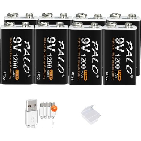 Batterie 9V, Li-ion rechargeable, compatible avec les multimètres, 8PCS Batterie (1/2)