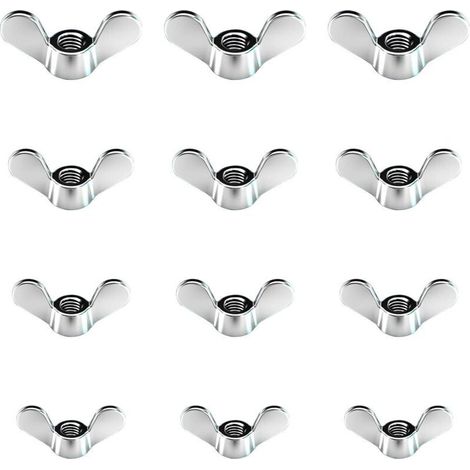 12 Pcs Ecrous Papillon en Zinc Brillant Ecrous à Oreilles en Taille M4 M5 M6 M8 Assortiment Boulons à Ailette pour Outils de Bricolage Boulon de Serrage Argent Pour Fixation (1/4)