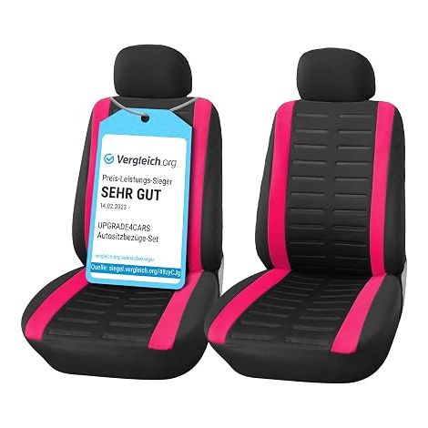 Universal Front Car Seat Covers Black Pink (1/5)