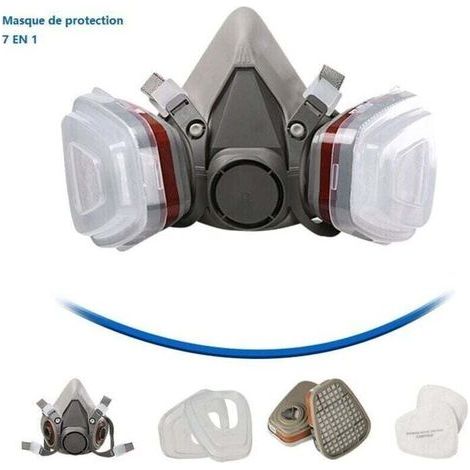 Masque de protection réutilisable avec 2 filtres à air – Demi-visage pour peinture et travaux – Conception silicone flexible – Ajustement confortable (1/4)