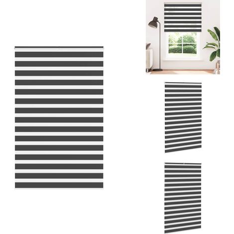 Store zèbre noir 140x200 cm largeur du tissu 135,9 cm polyester - Store Zébré - Stores Zébrés - Store À Enrouleur Zébré - Double Store À Enrouleur (1/5)