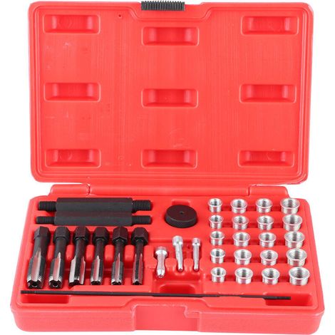 Glow Plug Thread Repair Kit, 33-Piece Tap Insert Pilot Guide Pin Thread Insertion Tool Kit (1/5)