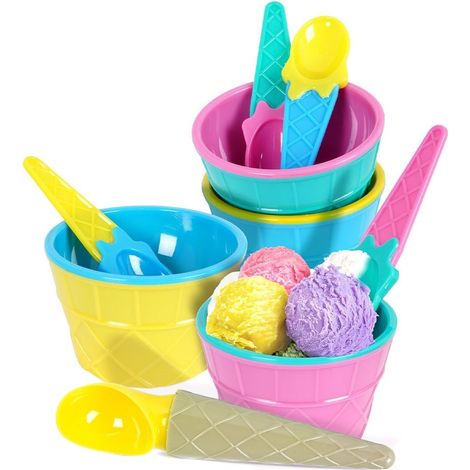 Eisschalen für 4 Personen, Eis-Servier-Set, bunt (1/5)