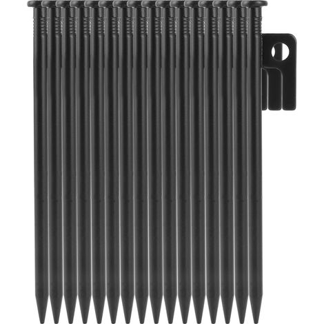20 - Piquet De Tente - Sardine De Fixation - En Acier Robuste Avec Trou Et Crochet - Pour Camping Trampoline Randonnée - Noir - 25cm (1/5)