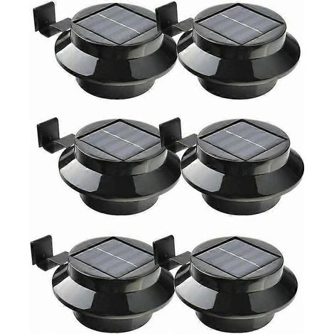 Lot de 6 lampes solaires LED pour gouttières, clôtures, toits, gouttières, jardins, cours, murs, noires (1/5)