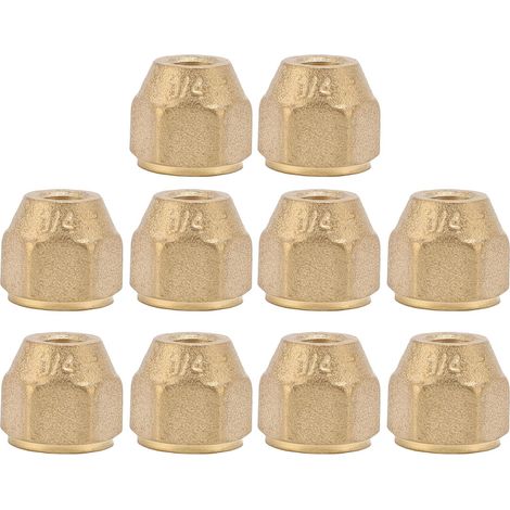 10pcs 1/4 inch brass flare nut thickened copper tube fitting for air conditioning gas lines durable anti corrosive high pressure 150 (1/5)