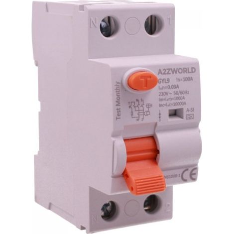 RCCB Interruttore Differenziale Puro Tipo A-SI Super Immunizzato, 1P+N 2M 10000A 30mA AC 230V IP20 GYL9 Elettromeccanico, Corrente Disponibili 25A 40A 63A 100A (100A)