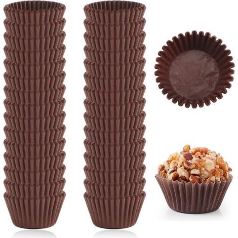 Lotbun Lot De 1000 Caissettes En Papier Pour Muffins,Mini Moules à Muffins En Papier Marron Pour Petits Cupcakes,Pour La Cuisson (1/5)