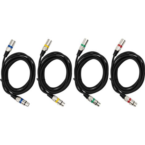 Cavi DMX, lunghezza 3 m, confezione da 4, colore nero (1/2)