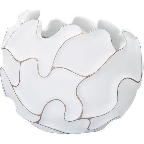 Cachepot Lines bianco in resina con profilo scultoreo diametro 44 cm