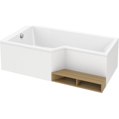 Pack baignoire bain douche antidérapante 160 x 90 JACOB DELAFON Neo blanc mat version gauche + tablier
