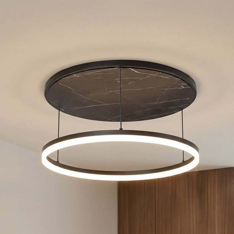 [NEUWERTIG] B-Ware Lucande Deckenleuchte Deckenlampe LED Lampe Orven Schwarz Marmor Dimmer Ø 50 cm (1/2)