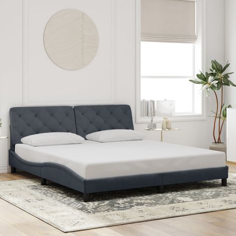 Estructura cama sin colchón terciopelo gris oscuro 200x200 cm (1/5)