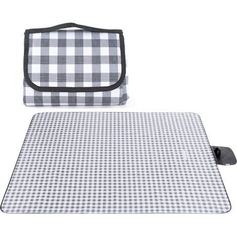 Alfombra de picnic XXL, resistente a la arena y al agua, 145 x 200 cm, gris.