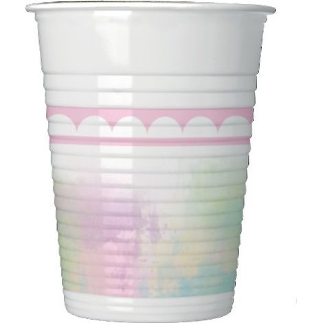 Einhorn-Plastikbecher, 8 Stück, 1 Packung.