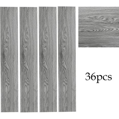 Set of 36 Planks PVC Self-stick Waterproof Floor Flooring Plank, Light Grey
