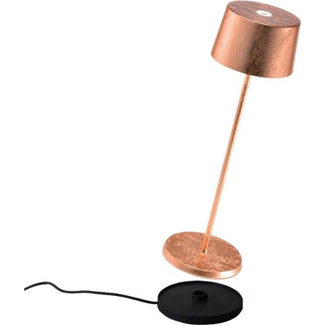 Lampada a led da tavolo Olivia Pro Foglia Rame ricaricabile e dimmerabile (1/4)