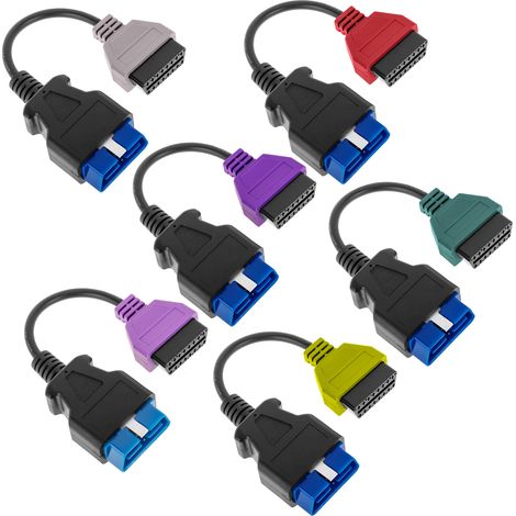 BeMatik - Kit 6 câbles de diagnostic OBD2 compatibles avec le logiciel Fiat ECU Scan (1/5)