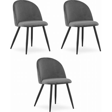 Sedia BELLO - velluto grigio scuro / gambe nere x 3 (1/5)