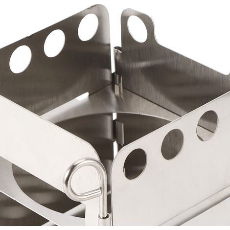 Réchaud à bois pliable portable en acier inoxydable pour pique-nique, barbecue, camping et randonnée. (1/5)