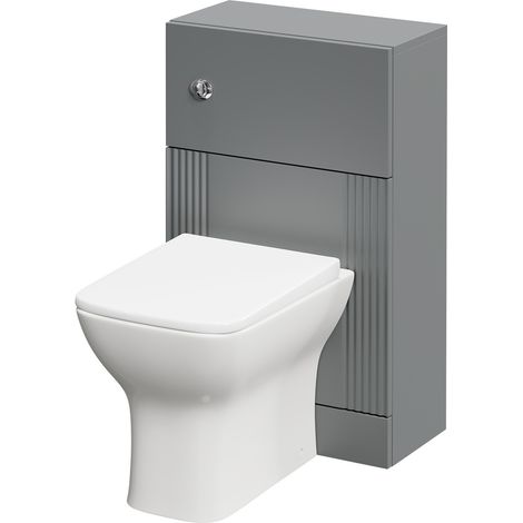Wholesale Domestic Avant Satin Grey 500mm Toilet Unit and Kingston Rimless Back to Wall Toilet Pan with Soft Close Toilet Seat (1/5)