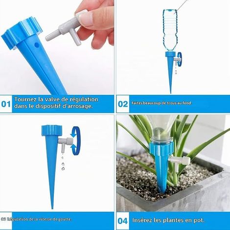 Drip Flower Pot Bottle Irrigation Drip Sprinkler Bottle Automatic Plant Watering Drip with Valves for Garden, Home, Indoor, Outdoor (1/4)