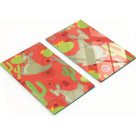 Tableros de vidrio decorativos multifuncionales con estampado de canguro, 2x30x52 cm.