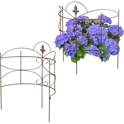 Relaxdays Staudenhalter, 2-teilige Rankhilfe, Pfingstrose & Hortensie, Pflanzenstütze HxB 59,5 x 53 cm, Metall, braun