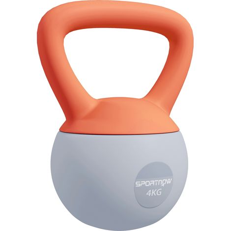 4KG Soft Kettlebell-Kettlebell with Non-Slip Handle for Home Gym-Weight Lifting-Strength Training-Orange/Grey (1/5)