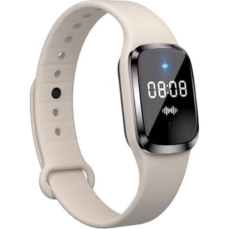 Bracelet anti-moustiques en silicone ultrasonique ajustable, non toxique et naturel (1 bracelet beige) (1/5)