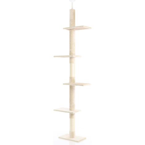 Fudajo Árbol rascador suelo a techo beige 230-276cm ajustable en altura 4 plataformas sisal (1/5)