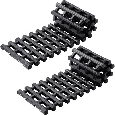 Plaques de désensablage 7 TON en TPR, kit de 2 pour SUV, 4x4, camping-car. Utilisation sur neige, sable, boue et terrain meuble. Sac de rangement inclus. Noir, taille courte. (1/5)