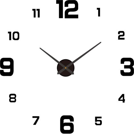 Reloj de pared digital radiante y creativo, personalizable, con adhesivo decorativo, fabricado en acrílico negro, de 60 a 90 cm (3D). (1/5)