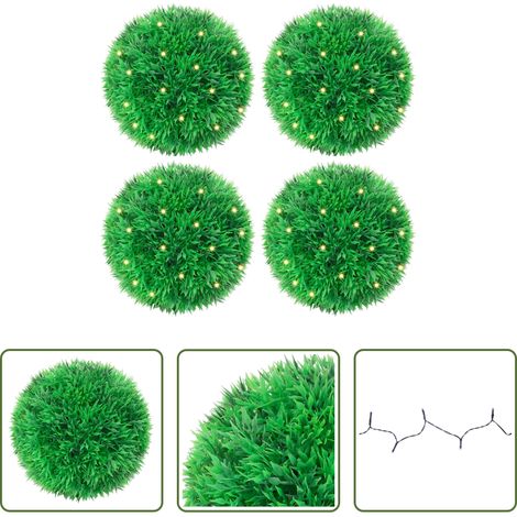 vidaXL Lumière LED solaire - Boules de buis artificielles avec lumières LED 4 pcs vert 12 cm (1/5)