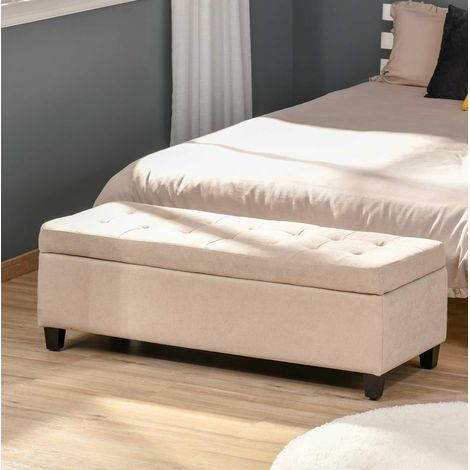 Gepolsterte Aufbewahrungsbank mit Stauraum und Deckel, 125 x 49 x 41,5 cm, beige HAVRYA (1/5)