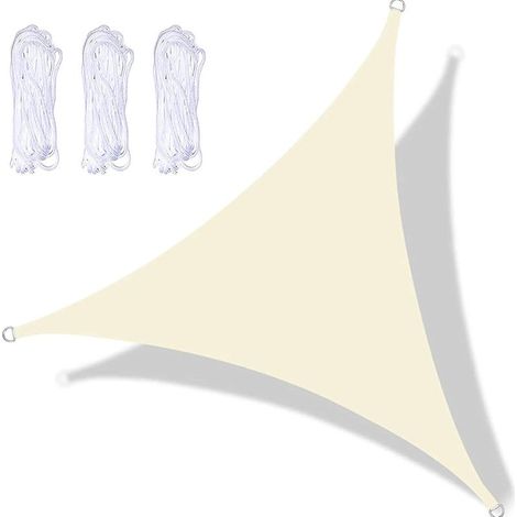 Voile D'Ombrage Triangulaire éTanche 3x3x3 m, Toile D'Ombrage Protection Solaire, Toile Ombrage RéSistant à l'eau Kit Accessoires de Fixation, pour Jardin Piscine Terrasse (1/5)