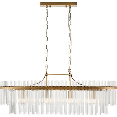 Endon Marietta Plafonnier suspendu de bar en laiton antique, verre transparent, 4 x E14