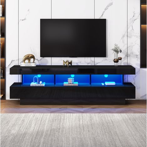 TV Möbel mit LED-Beleuchtung 160x38x50,5 cm Schwarz OKMYHOME (1/5)