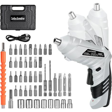 Perceuse Visseuse Sans Fil 3.6V 1300mAh, Tournevis Électrique 3.6Nm avec 46 Embouts, Rotation Réversible + Éclairage LED, Chargeur USB, Kit Outillage Léger pour Bricolage (1/3)