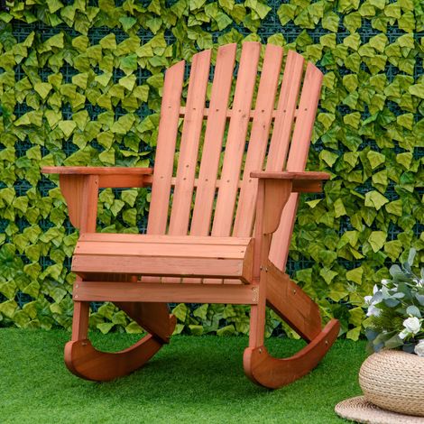 Adirondack-Stuhl, Schaukelstuhl aus Holz für Garten und Terrasse, wasserfest, 77 x 94 x 97 cm, Teakholz