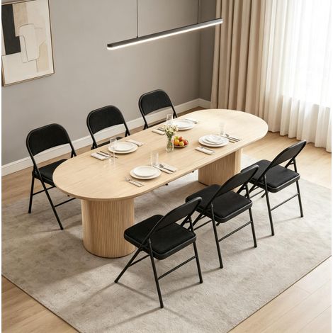 Sedie pieghevoli da pranzo, set da 6, in acciaio e poliestere, nere HAVRYA (1/5)