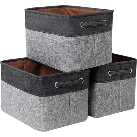 Lot de 3 boîtes de rangement pour vêtements avec poignées, 38 x 26 x 25 cm, pliables et rectangulaires, idéales pour organiser les (1/5)