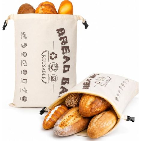 Sac a Pain Tissu Alimentaire en Coton Sac a Pain Cire Abeille Lot de 2 43 x 32 cm Sac à Pain en Cire (1/5)