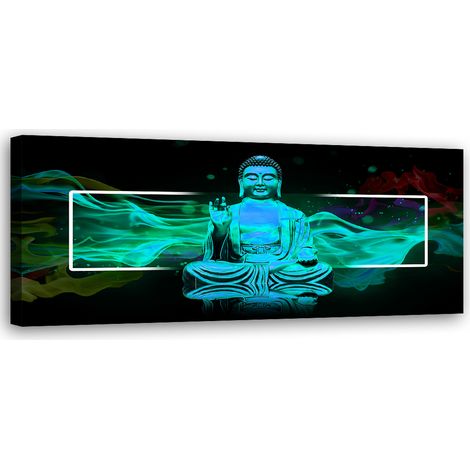Tableau sur toile Abstraction de bouddha turquoise 90x30 (1/5)