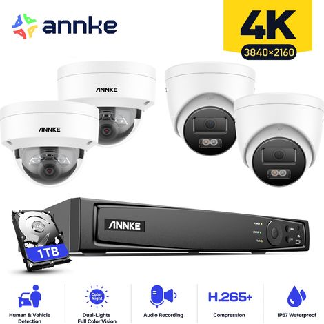 ANNKE 4K 16ch Sistema de cámaras de seguridad 4 tower y 4 dome exterior visión nocturna acceso remoto,1TB HDD (1/5)