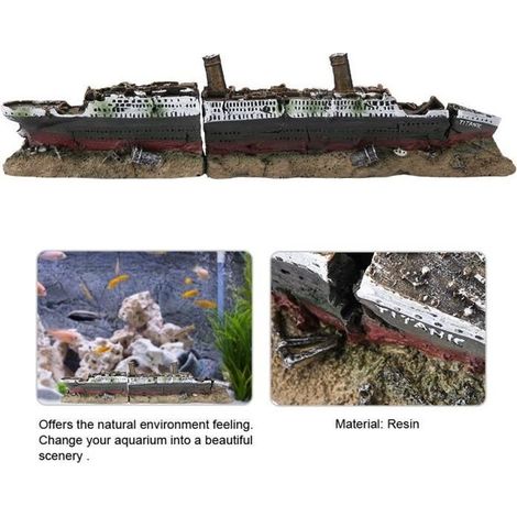 Ornement d\'épave Titanic pour aquarium - YOSOO - Décoration pour poisson d\'eau froide - Plastique (1/3)